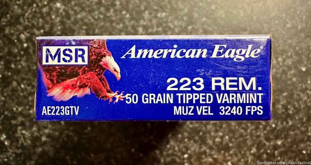 Federal American Eagle .223REM 50gr tipped varmint AE223GTV 480 rounds-img-1