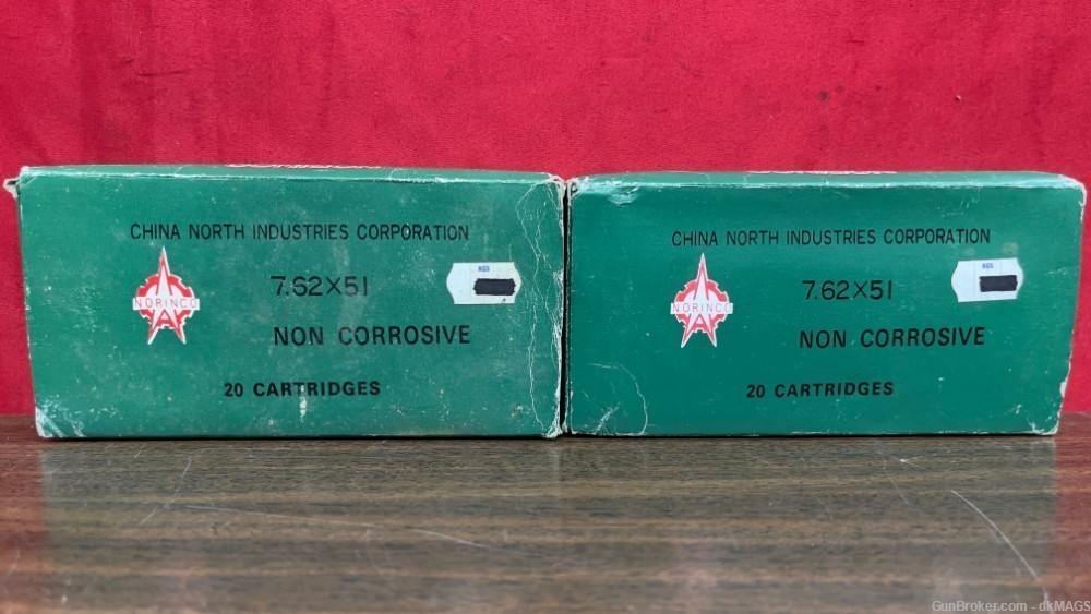 40 RDs Chinese Norinco 7.62x51 Copper Washed Steel Case Ammunition Ammo-img-0