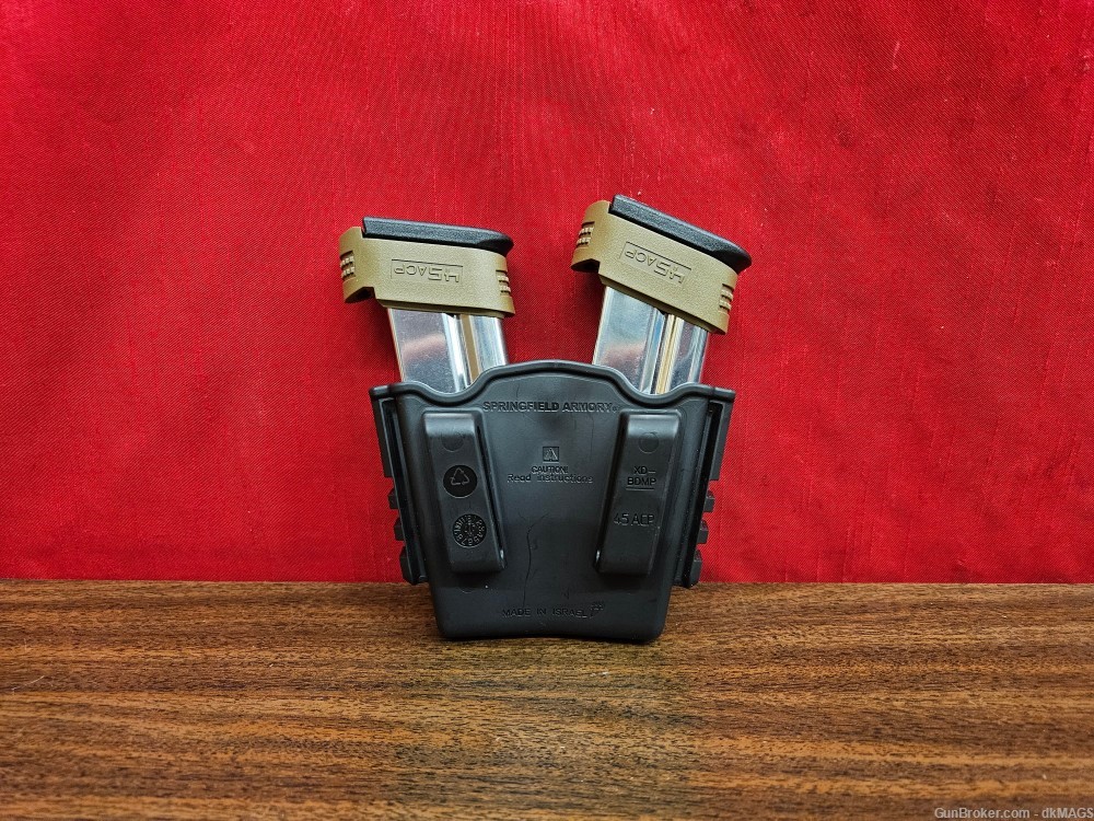 2 Springfield XD45 Magazines 10rd  w 2 Mag Pouch and FDE compact Spacer-img-2