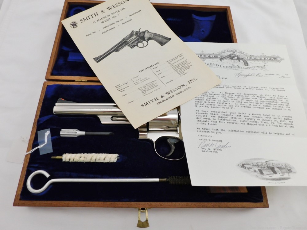 1965 Smith Wesson 57 Nickel In The Case With Letter-img-0