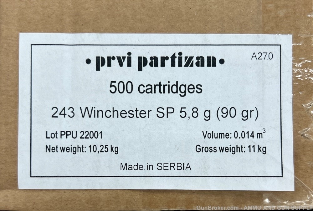 PRVI PARTIZAN 243 WINCHESTER  90 GR SP- 500 ROUNDS 25 BOXES - PREMIUM AMMO-img-4