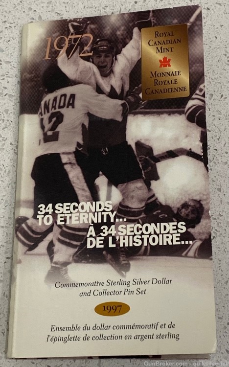 Beautiful 1997 Canadian Hockey Commemorative Silver Coin/Pin Set 1972-1997-img-0