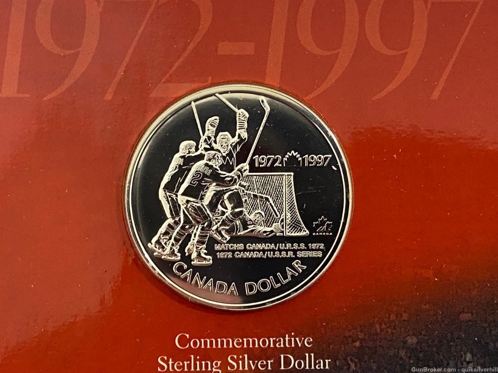 Beautiful 1997 Canadian Hockey Commemorative Silver Coin/Pin Set 1972-1997-img-4