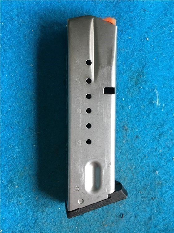 SMITH & WESSON OEM MODEL 59 SERIES 15 RD MAGAZINE-9MM-BlACK FOLLOWER-USED-img-0