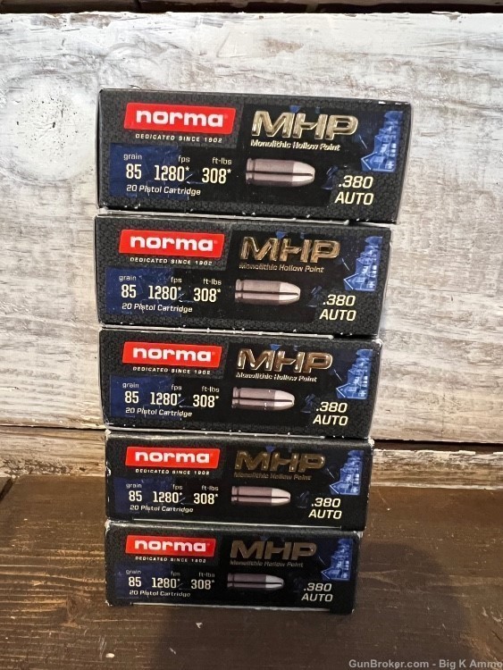 380 ACP .380 Auto jacketed hollow points 85 grain jhp 100 Rounds ...