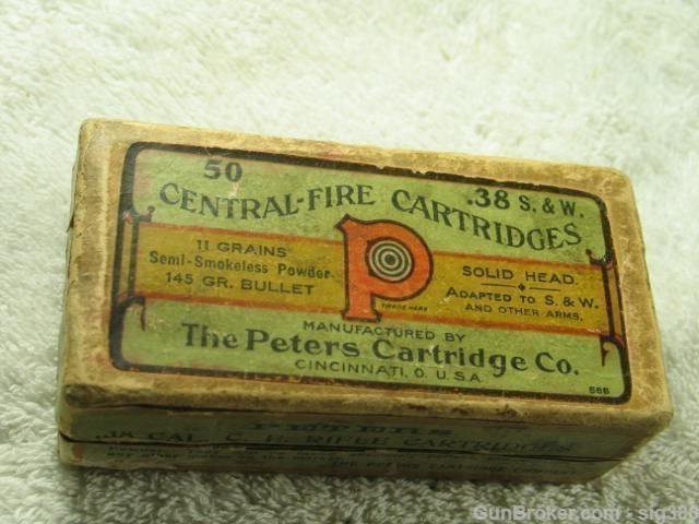 ANTIQUE PETERS CARTRIDGE CO. 38 S&W BOX OF AMMO-img-0