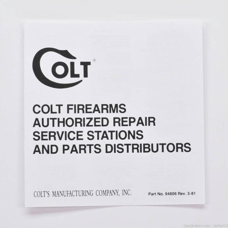 Colt Government Model MK IV/Series 70 1981 Manual, Repair Stations List, Co-img-3