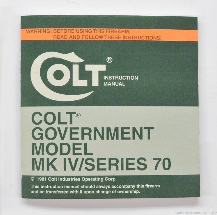 Colt Government Model MK IV/Series 70 1981 Manual, Repair Stations List, Co-img-1