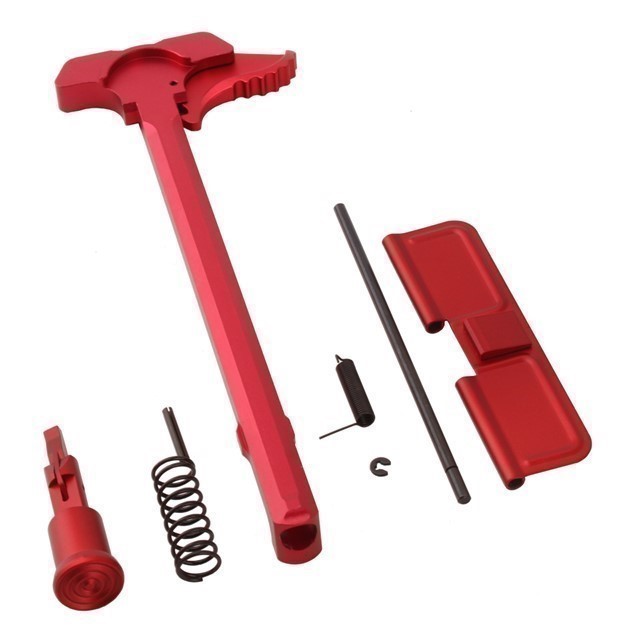 AR15 AR Oversized Charging Handle Dust Cover Forward Assist Kit - BAT Red-img-0