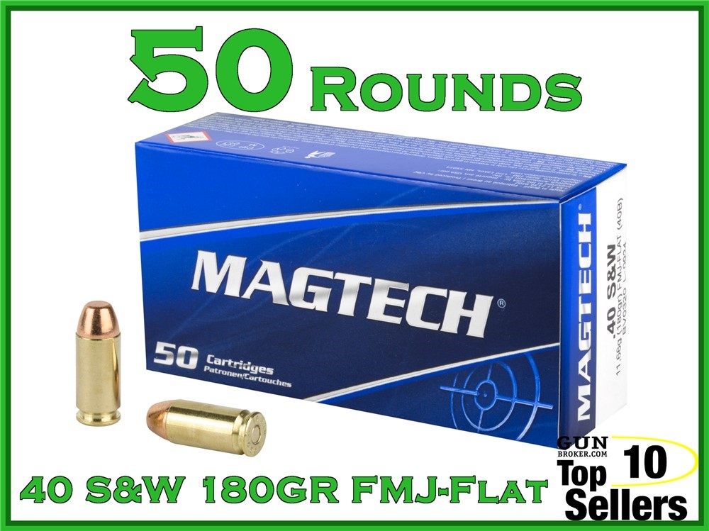 Magtech 40 S&W 180 GR FMJ Flat 40B 50CT-img-0