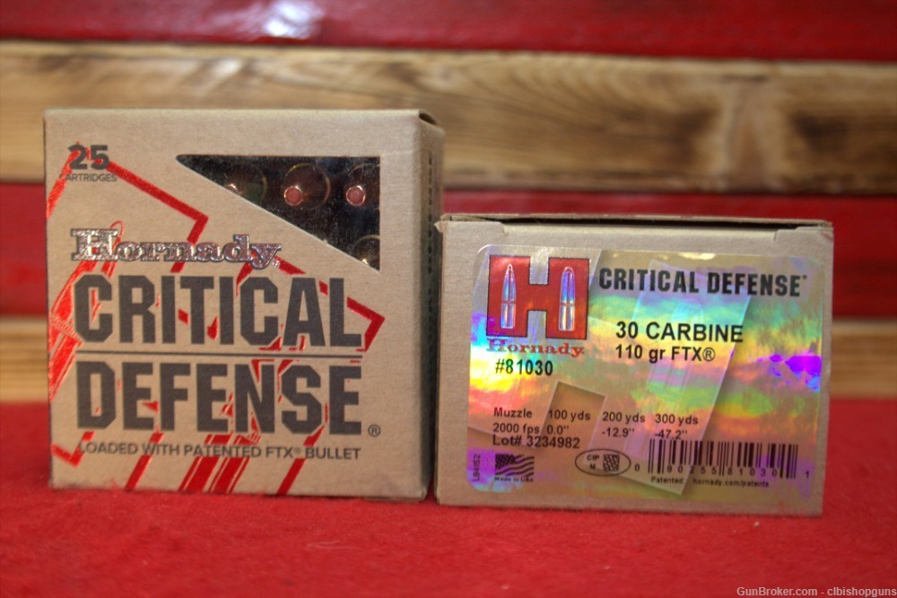 Hornady critical defense 30 carbine 110 grain ftx 2 boxes 50 rounds ammo-img-0