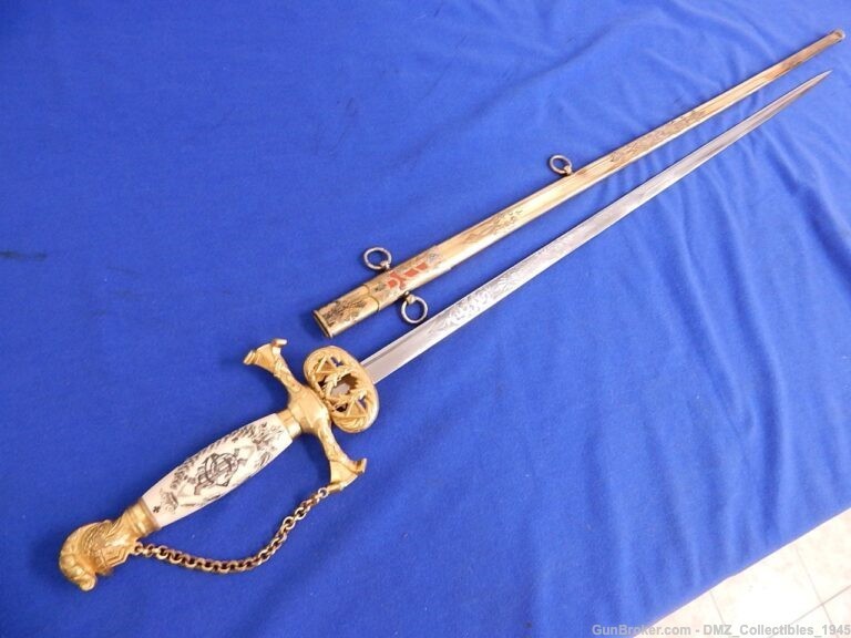1900s-20s Knights Templar Fraternal Sword with Scabbard-img-0