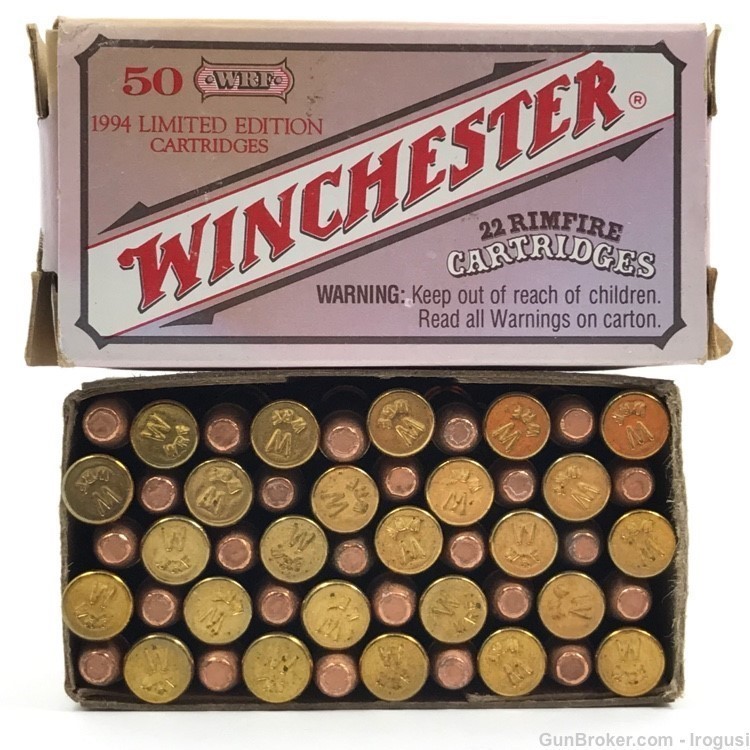 1994 Winchester .22 WRF Rimfire FULL 50 Rounds Vintage Box 1098-LX -img-0