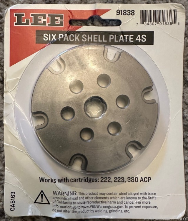 Lee Six Pack Pro Shell Plate 4S for .222, .223, 5.56, and .380 ACP New -img-0