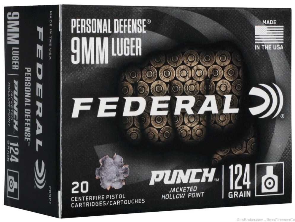 Federal PUNCH Personal Defense 9mm Luger 124gr JHP Lot of 80 PD9P1-img-0