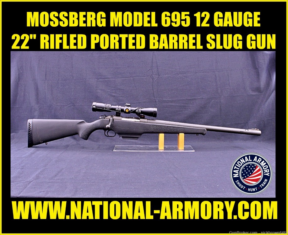MOSSBERG MODEL 695 12 GAUGE 22" RIFLED PORTED BBL SLUG GUN 3" CHAMBER-img-0