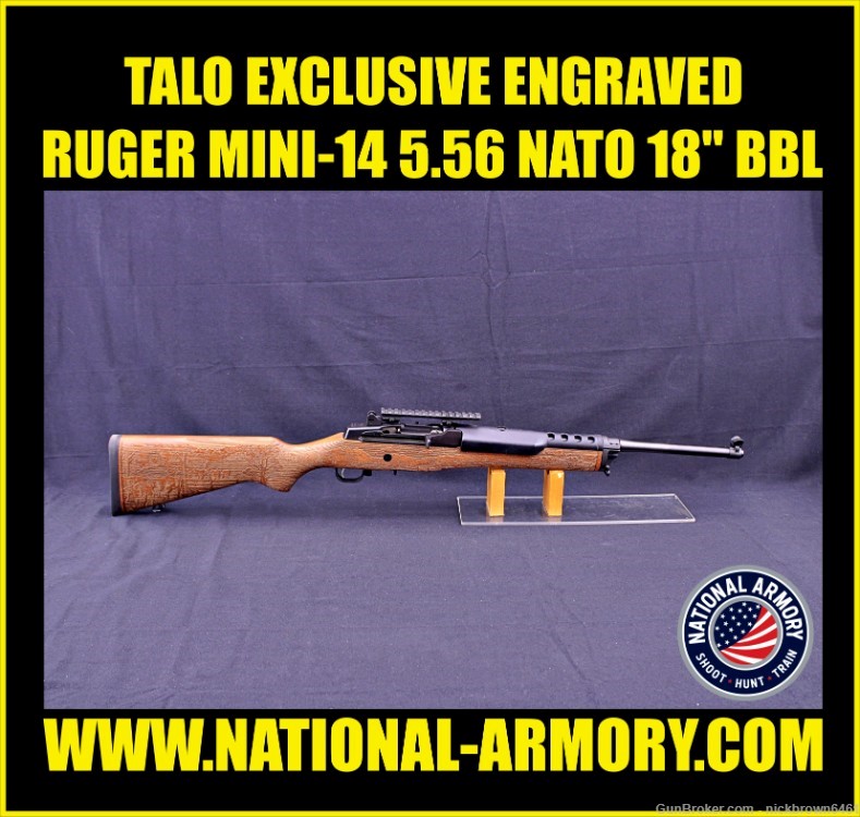 TALO EXCLUSIVE RUGER MINI-14 5.56 NATO 18" BBL ENGRAVED STOCK CALI LEGAL-img-0