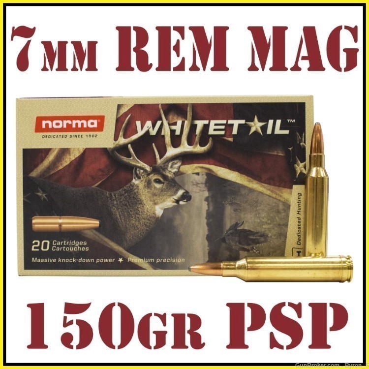 20rds Norma Whitetail™ 7mm Rem Mag 150gr PSP Hunting 20171512 + FAST SHIP-img-0