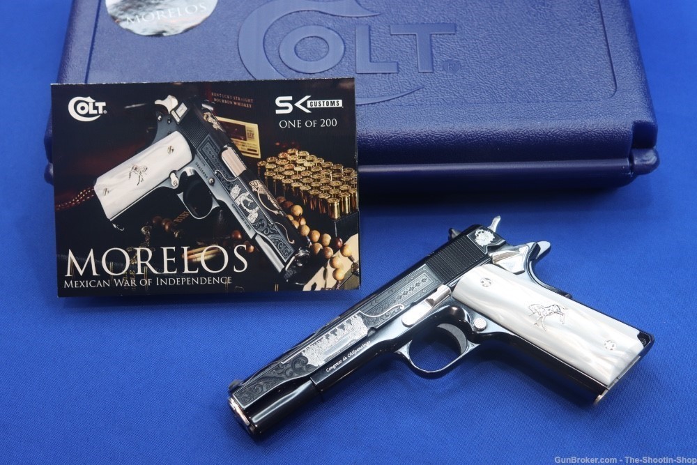 Colt 1911 JOSE MORELOS Pistol 38 SUPER 1 of 200 Mexico SILVER ENGRAVED NEW-img-1