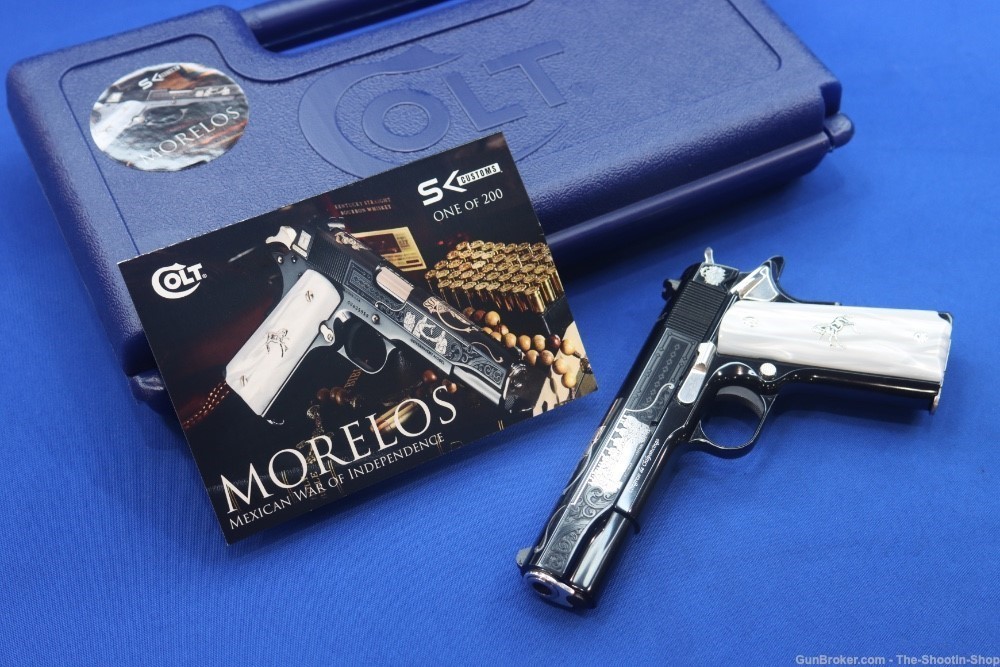 Colt 1911 JOSE MORELOS Pistol 38 SUPER 1 of 200 Mexico SILVER ENGRAVED NEW-img-0