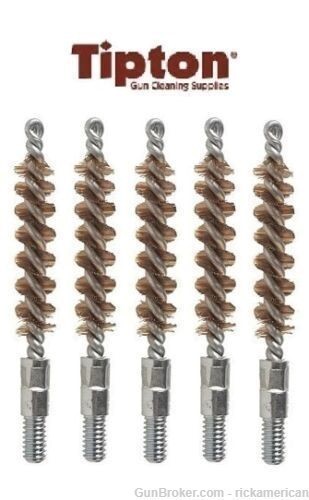 Tipton 25 Cal 5pk Bronze PSTL Bore Brushes 8 x 32 Thread # 120466 New!-img-0
