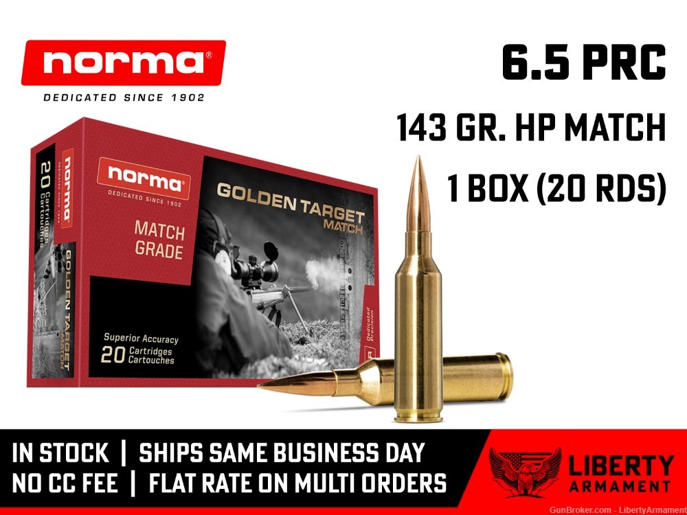 6.5 PRC Ammo 143 gr Norma Golden Target Match Ammunition-img-0