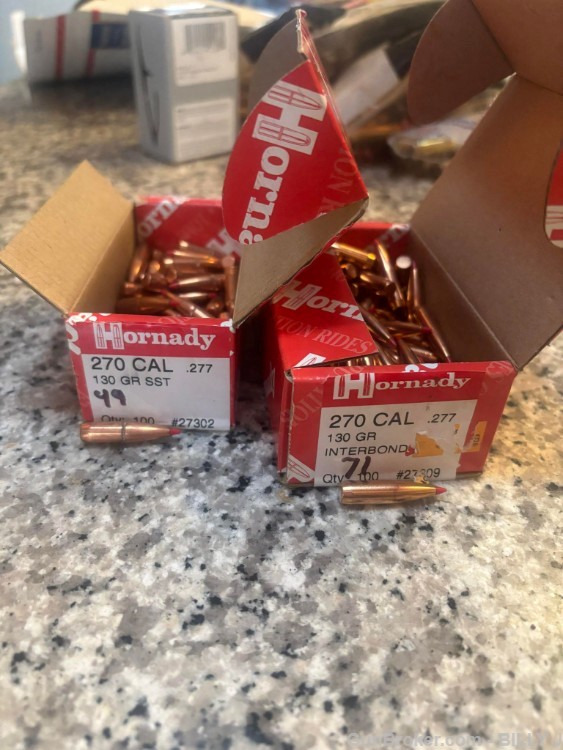 Hornady .277 130 gr. Interbond 71 ct. and  SST bullets 49 ct.  120 Total -img-0