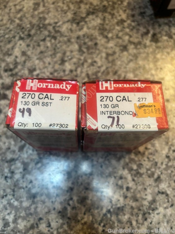 Hornady .277 130 gr. Interbond 71 ct. and  SST bullets 49 ct.  120 Total -img-1