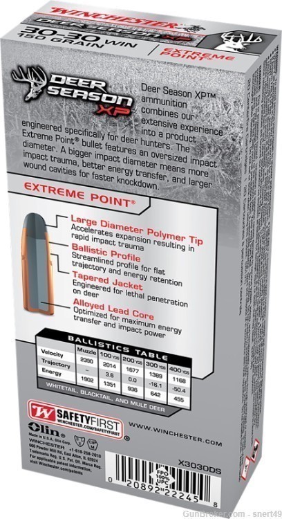 Winchester 30-30 Deer Season 150 gr Extreme Point Bullet 20 Rd Box #X3030DS-img-1