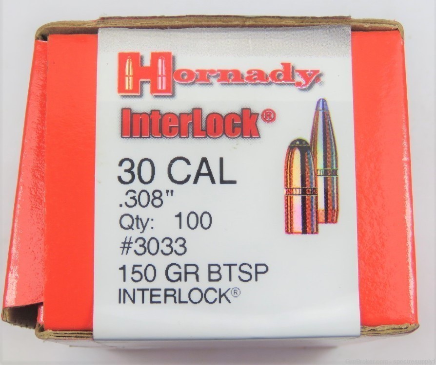 LOT OF 100 Hornady Interlock 30 Cal .308 150gr BTSP NEW OLD STOCK 150 Grain-img-0