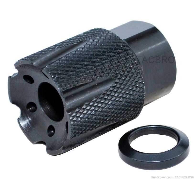 TACBRO Steel Muzzle Brake 1/2x36 Compensator Low Concussion For 9MM-img-0