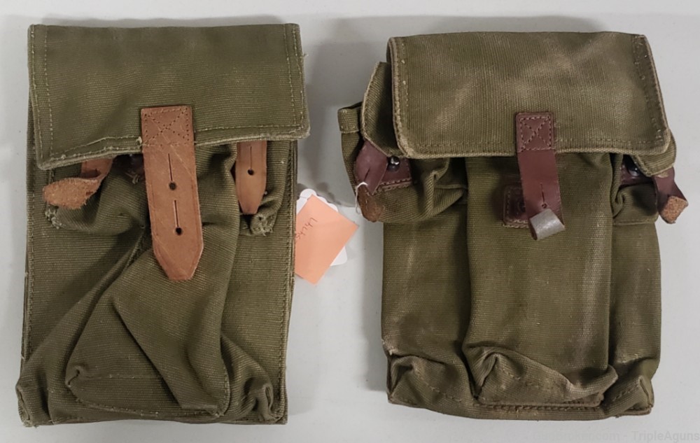 AK47 canvas 30rd magazine pouch 3-cell lot of 2 maybe Romanian-img-0