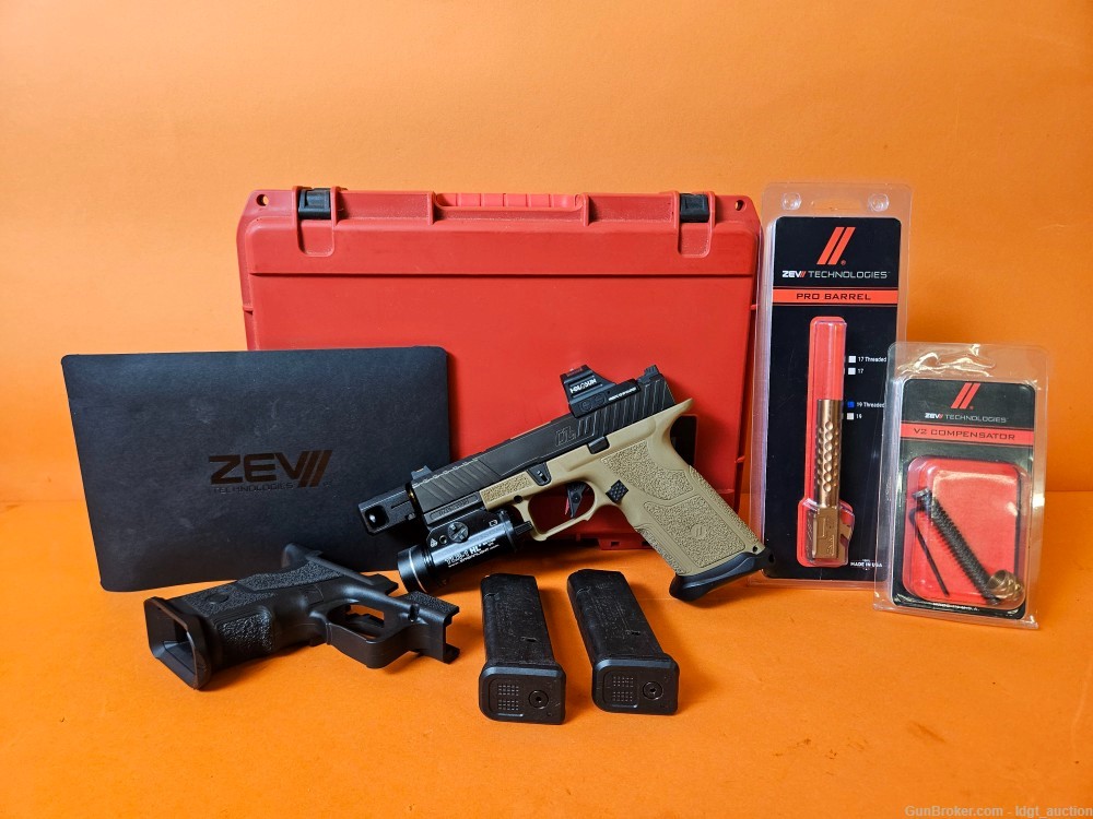 ZEV Technologies OZ9C Elite 9mm FDE Pistol OZ9 Compact With Upgrades, Case-img-0