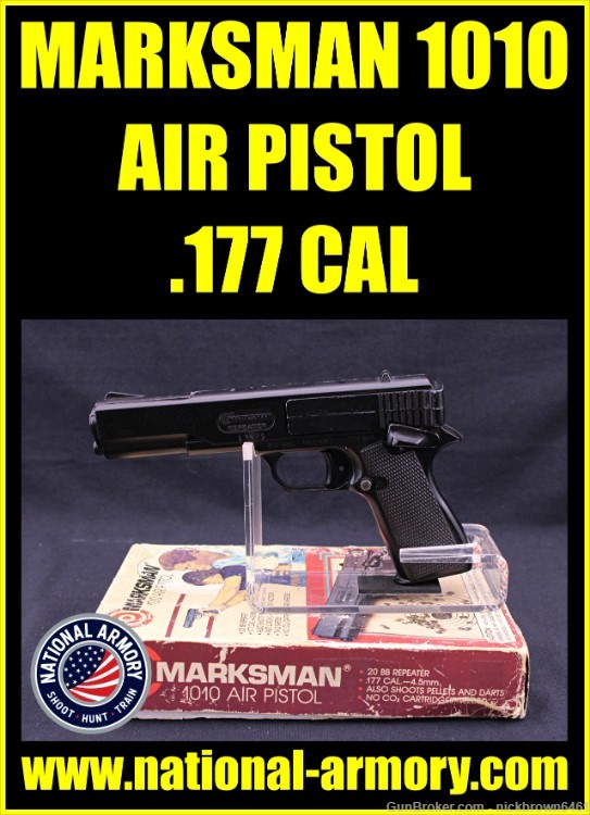MARKSMAN 1010 AIR PISTOL .177 CAL 2.5” BARREL 20 ROUND CAPACITY W/ BOX-img-0