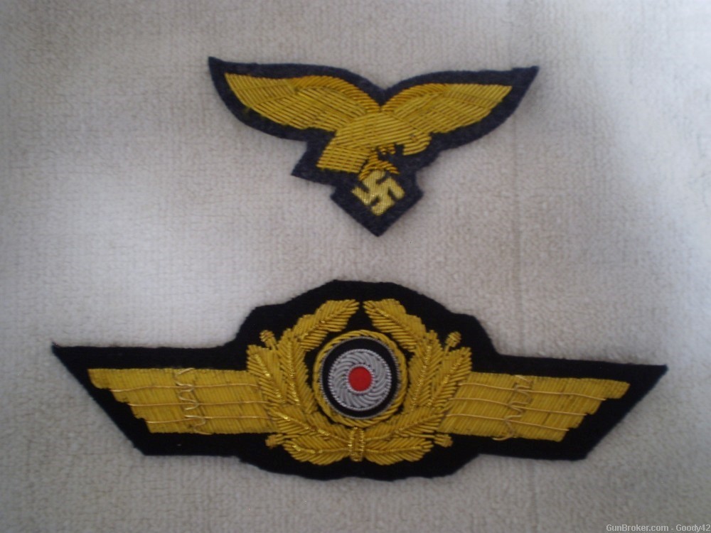 WW2 German kriegsmarine visor hat bullion badges, repro-img-0