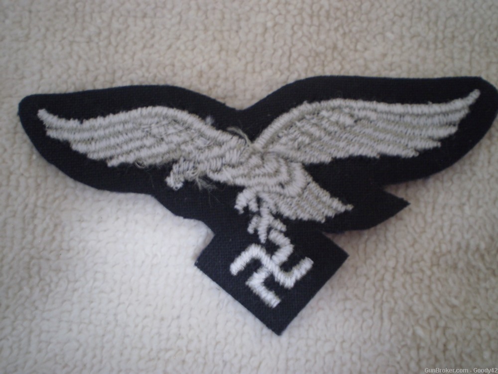 WW2 German luftwaffe visor hat cloth eagle badge, repro-img-1