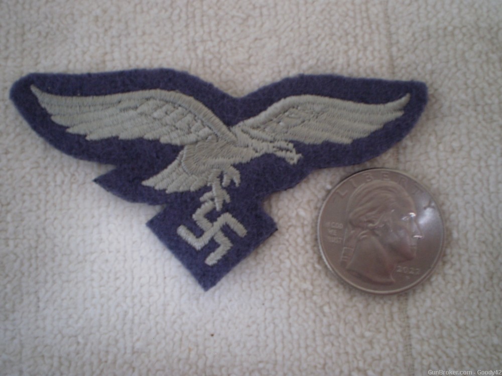 WW2 German luftwaffe visor hat cloth eagle badge, repro-img-0