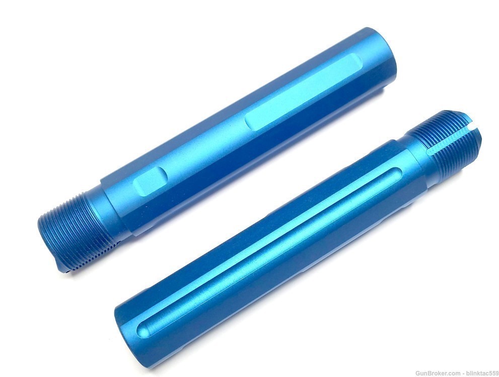 AR15 Mil-Spec Fluted Pistol Buffer Tube BLUE (MADE IN USA)-img-0
