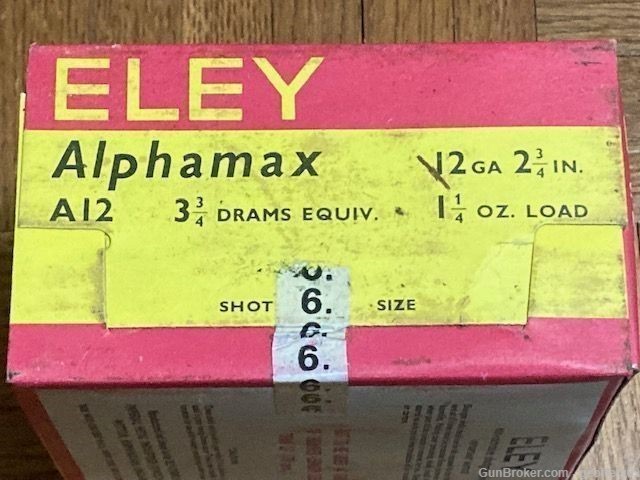 ELEY Alphamax 12 ga 1-1/4oz #6 Vintage Kynoch Shot Shell Shotgun Ammo 25rds-img-0