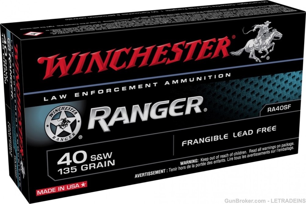 Winchester Ranger 40S&W 135gr Frangible 500rd Case Ammo-img-0