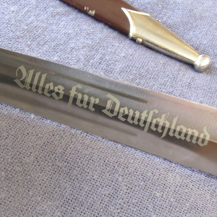 WW2 German Military SA Dagger RZM M7/83 w/Sheath Carbon Steel Blade SJ305-img-7