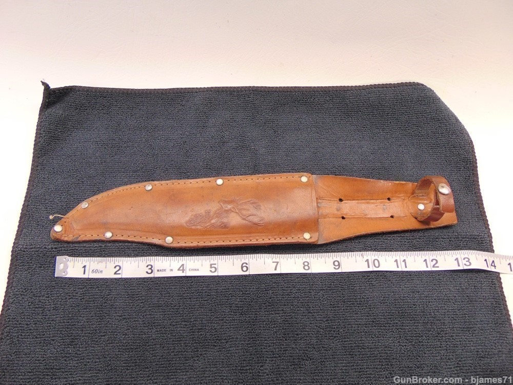 VINTAGE ORIGINAL BOWIE KNIFE 83X E.C. SOLINGEN GERMANY STAG HANDLE W/ SHEAT-img-30