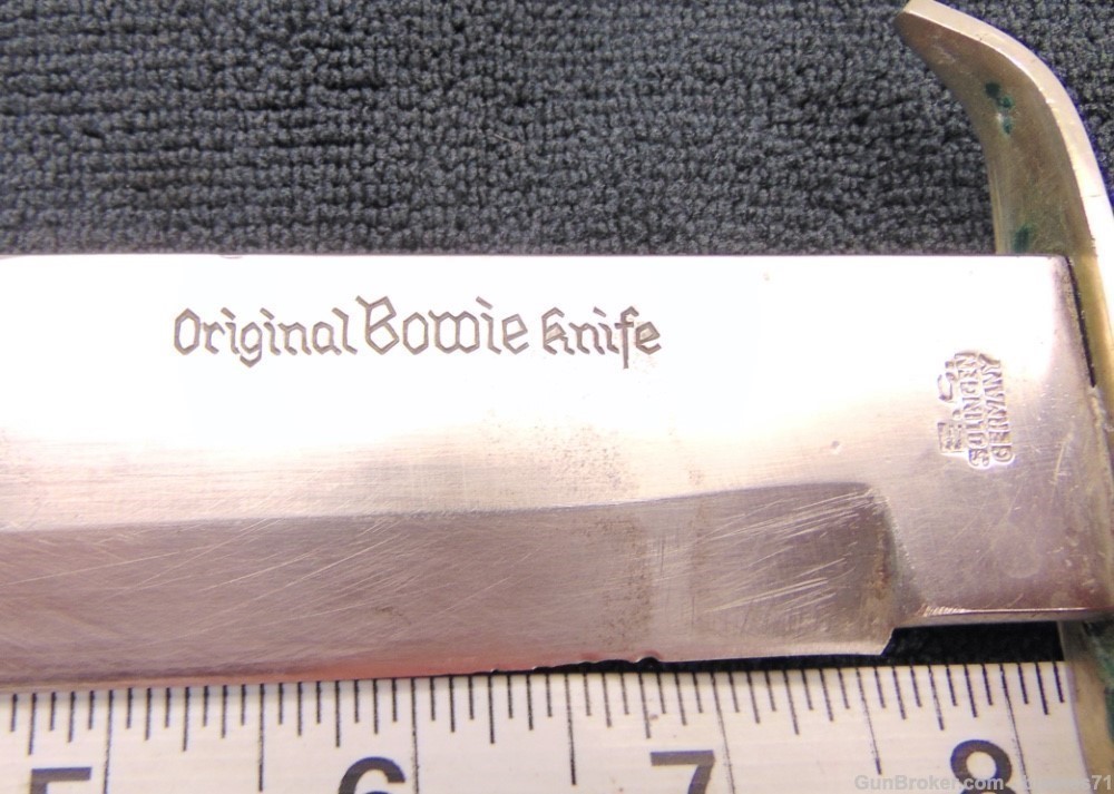 VINTAGE ORIGINAL BOWIE KNIFE 83X E.C. SOLINGEN GERMANY STAG HANDLE W/ SHEAT-img-26