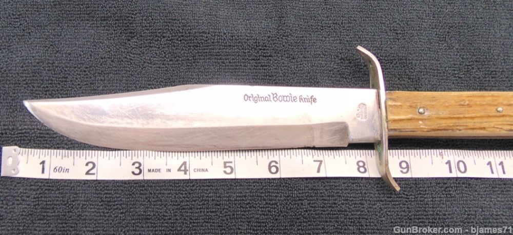 VINTAGE ORIGINAL BOWIE KNIFE 83X E.C. SOLINGEN GERMANY STAG HANDLE W/ SHEAT-img-22