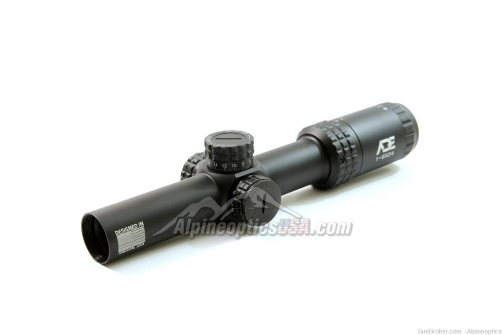 ADE 1-6x24 SFP Rifle Scope with Illuminated Mil Dash Reticle inc 30mm rings-img-0