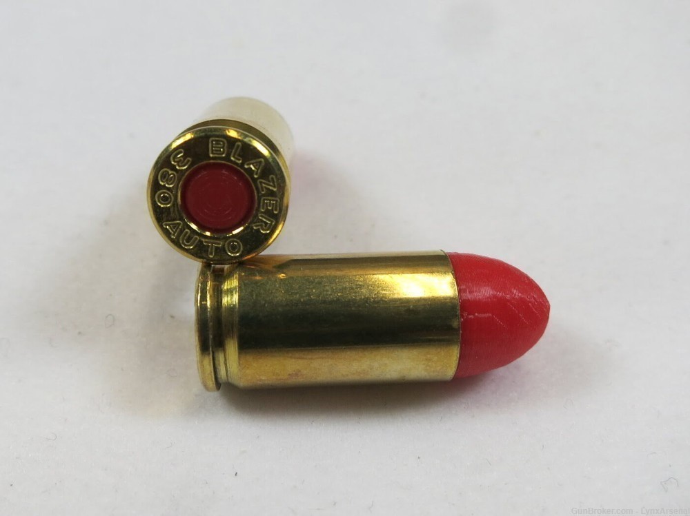 380 ACP Brass Snap caps / Dummy Training Rounds - Set of 10 - Red-img-1