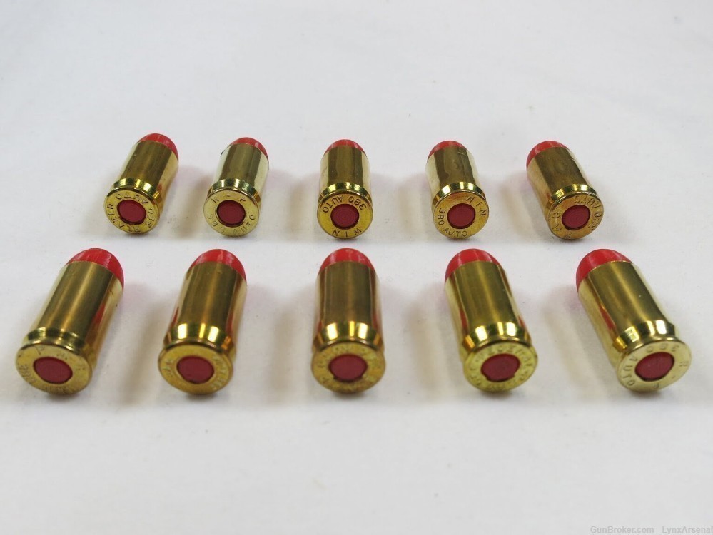 380 ACP Brass Snap caps / Dummy Training Rounds - Set of 10 - Red-img-3