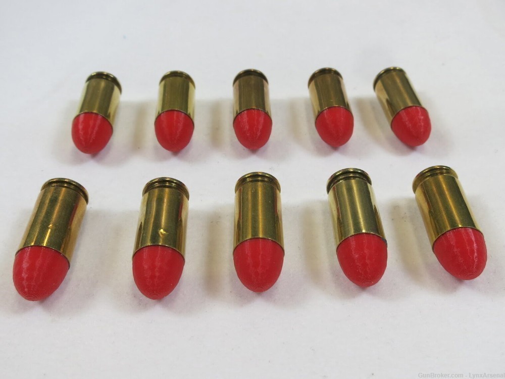 380 ACP Brass Snap caps / Dummy Training Rounds - Set of 10 - Red-img-4