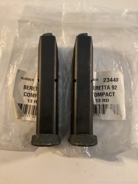 2 Factory Beretta 92 Compact Magazines 9mm 13rd-img-2