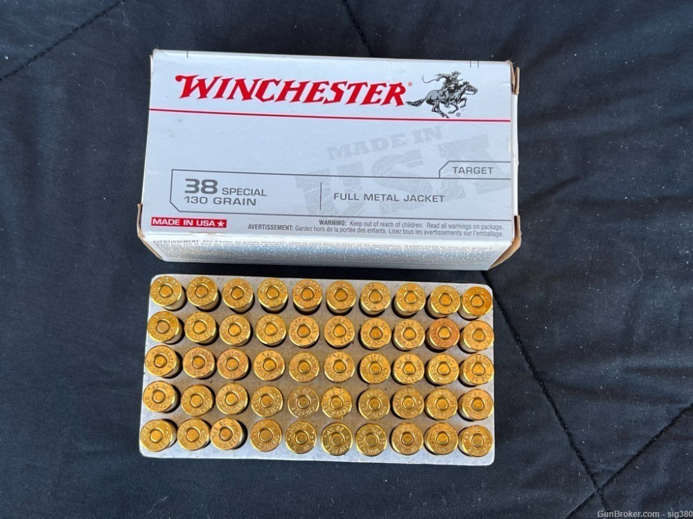 WINCHESTER TARGET 38 SPECIAL, 130 GR, FULL METAL JACKET AMMO, 50RDS-img-0